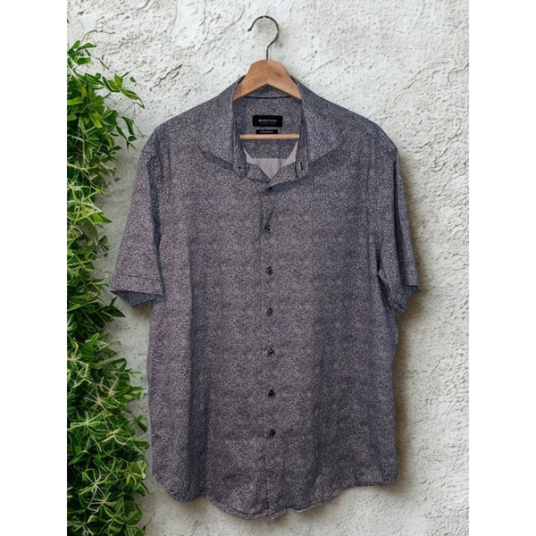 Bugatchi OoohCotton Tech Shirt XL Gray 8 Way Stretch Short Sleeve Button Up NWOT
