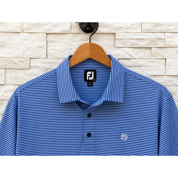 Team Titleist Tour Issued FootJoy Golf Polo Men's L Blue Stripe Rare TT Logo