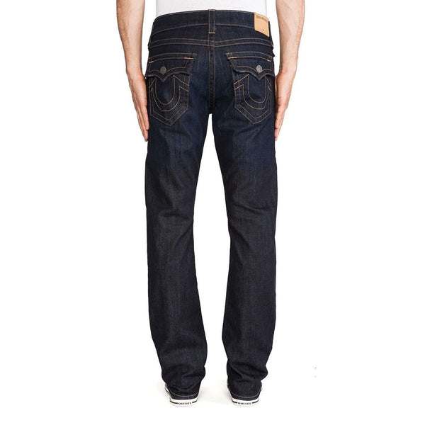 True Religion Ricky Straight Jeans Wanted Man Dark Wash Mens 42x34 Stretch USA