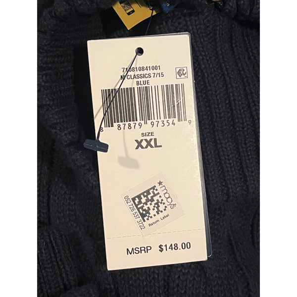 Polo Ralph Lauren Cable Knit 1/4 Zip Sweater Navy Blue Cotton 2XL NWT