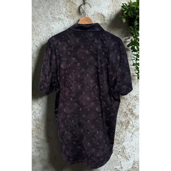 G/Fore Gulf Golf Polo Shirt Mens L Camo Skull Performance Stretch G4MC0K060