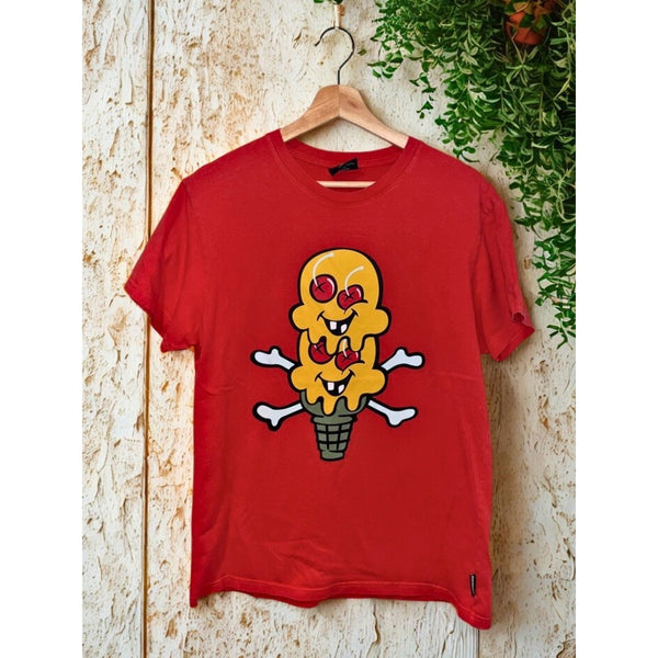 ICECREAM Billionaire Boys Club Two Scoops Tee Tomato Red Sz M EUC