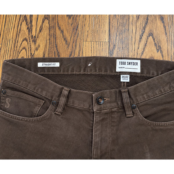 Todd Snyder Straight Fit Stretch 5-Pocket Chino Pants Glazed Pecan 34x32 Mens