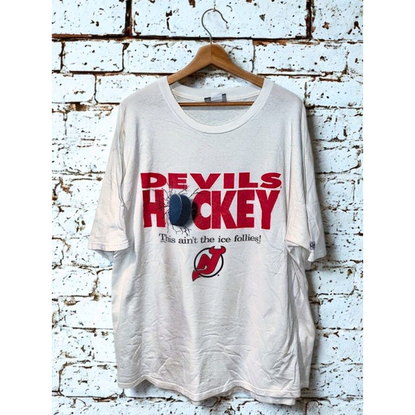 New Jersey Devils Lee Sport Nutmeg This Ain't The Ice Follies Shirt 2XL Vintage