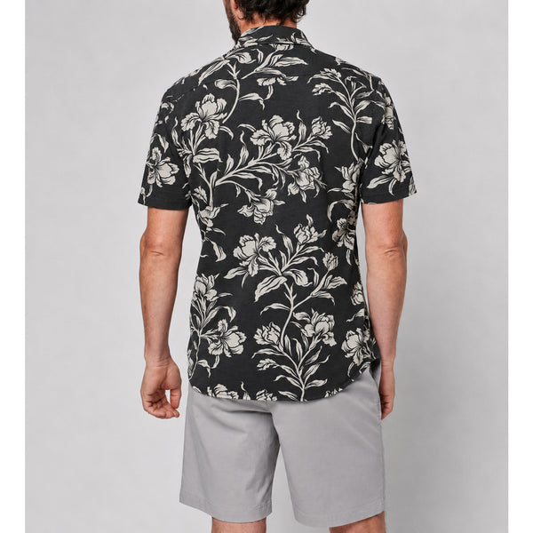 Faherty Short Sleeve Knit Seasons Shirt Men's L Organic Cotton Floral MSRP $130