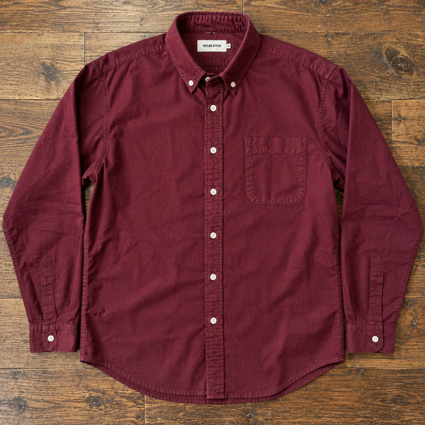 Taylor Stitch The Jack Oxford Shirt Men's 2XL 46 Burgundy Organic Cotton Button