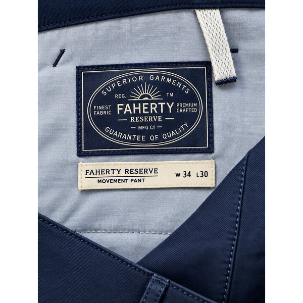 Faherty Reserve Movement 5-Pocket Pants Men's 34x30 Navy Stretch Chino