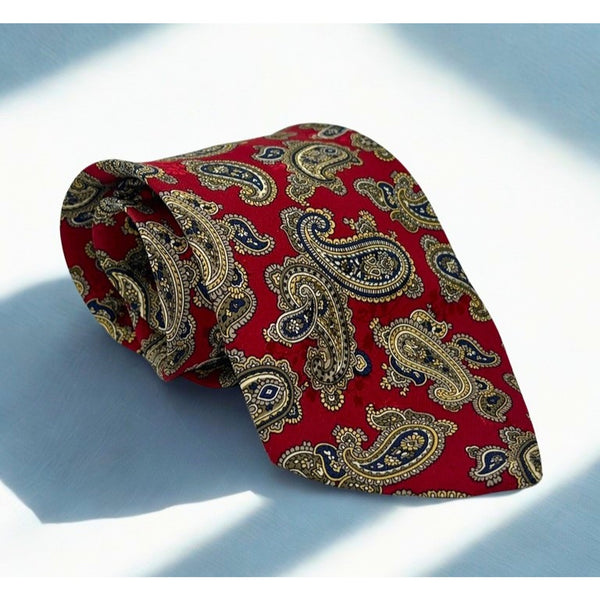 Brioni Silk Tie Red Paisley Handmade Italy Luxury 100% Silk Classic