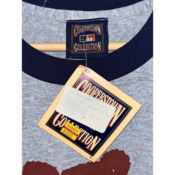 Chicago Cubs Cooperstown Collection Majestic T-Shirt XL Gray Logo Ringer NWT