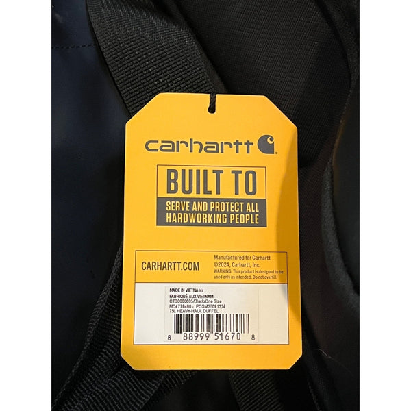 Carhartt 75L Heavy Haul Duffel Bag CTB0000605 Black NWT Rain Defender Backpack