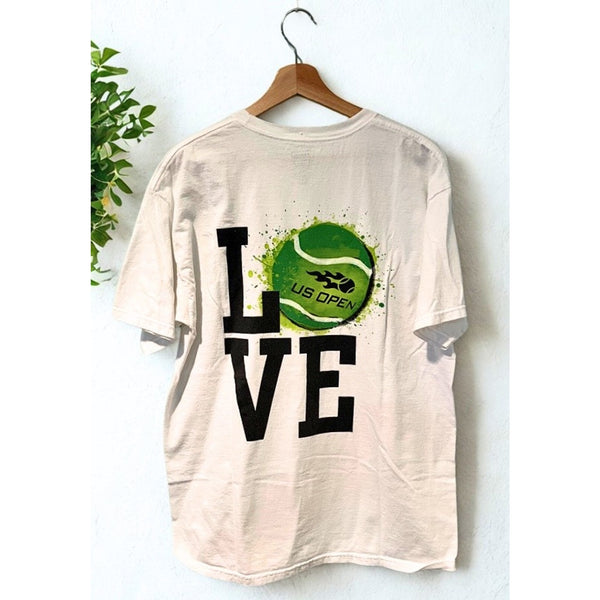 US Open 2014 Tennis T-Shirt Mens Large White USTA Grand Slam Love Graphic Tee