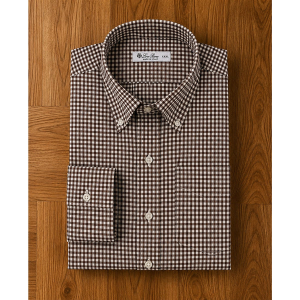 Loro Piana Italy Cotton Flannel Gingham Button Down Shirt Men's 3XL MAB1852