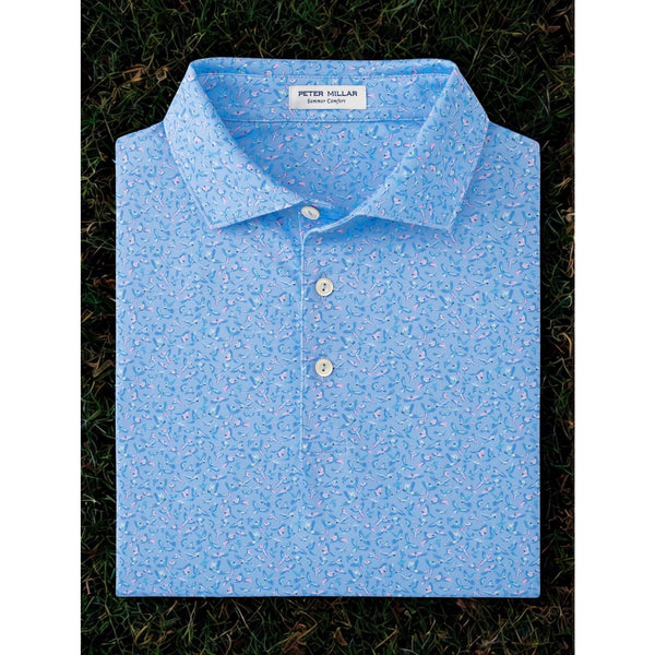 Peter Millar Summer Comfort Macaw Polo Shirt 2XL Blue Bird Print MS25EK26S NWT