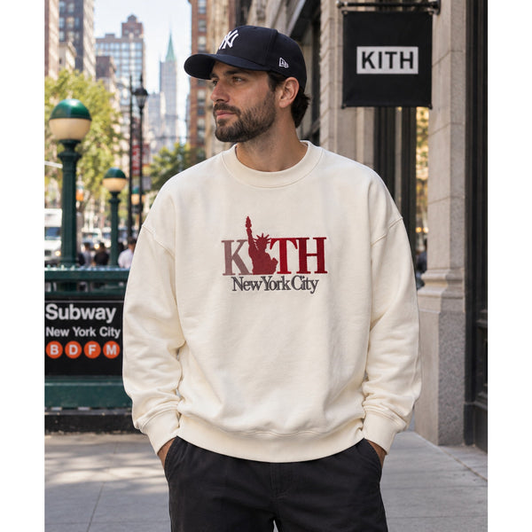 Kith NYC Liberty Color Crewneck Sweatshirt Men's XL Cream 2025 Exclusive NWOT