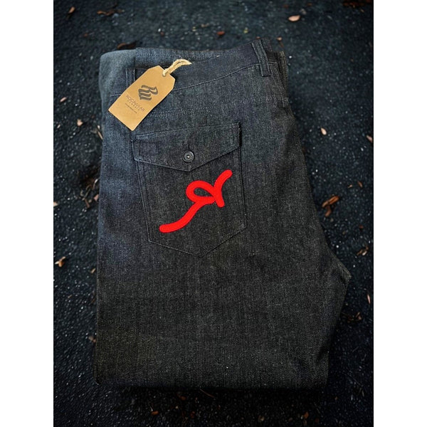 Rocawear Jeans 48x32 Vintage Deadstock Classic Fit R Flap Raw Black Red NWT