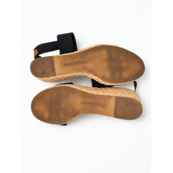Tommy Bahama Sakura Elastic Wedge Sandals Black Sz 10