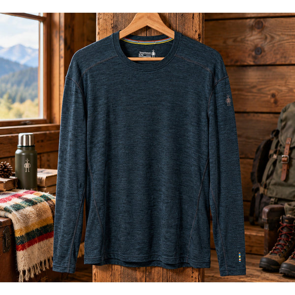 Smartwool Men's XL Merino Wool Long Sleeve Crewneck Base Layer Shirt Blue