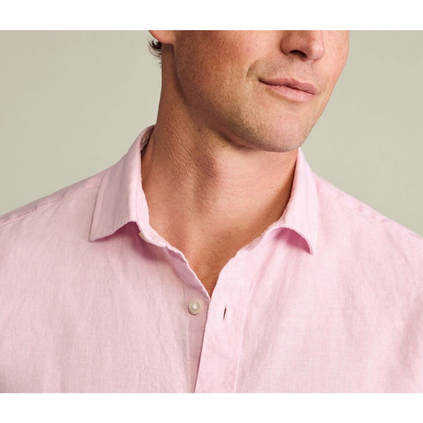Charles Tyrwhitt Linen Shirt Sz. Large Pink Button Up Slim Fit Short Sleeve NWOT