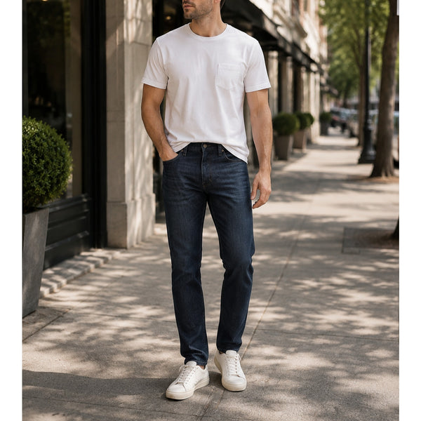 Mott & Bow Crosby Jeans Mens 33x34 Navy Blue Slim Stretch Denim Dark Wash