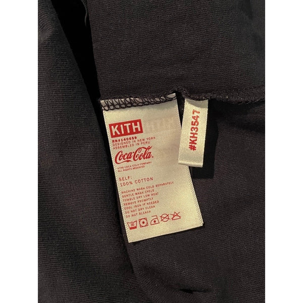 Kith x Coca-Cola Navy Logo T-Shirt Men’s Large L Rare Collab Hole Flaw