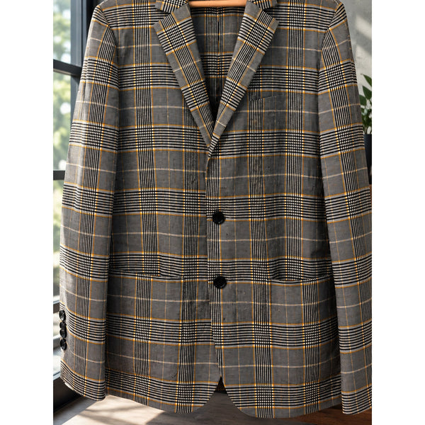 J. Peterman Plaid Linen Solotex Blazer Sport Coat Jacket Men's 42R NWOT