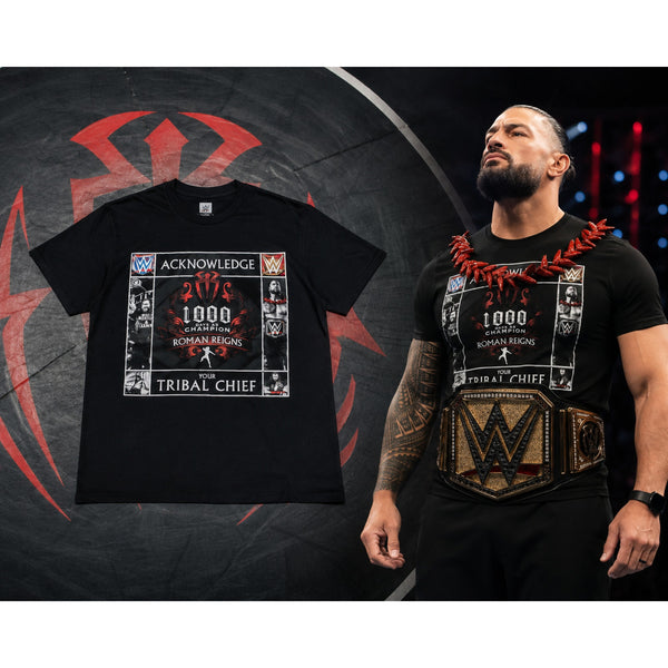 Roman Reigns WWE 1000 Days Champion Tribal Chief T-Shirt Men's Large Black