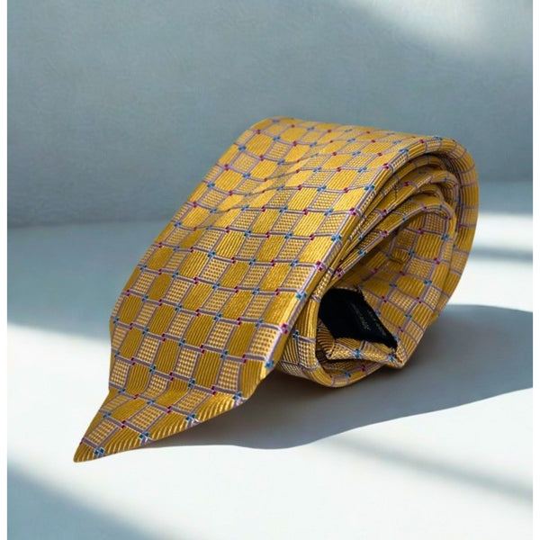 Seigo Katsuragawa Limited 3 of 8 Silk Tie Handmade Japan Gold Geometric Rare