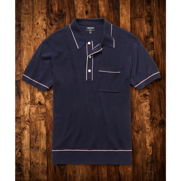 Todd Snyder Italian Cotton Silk Riviera Sweater Polo Navy Men's S Knit Shirt