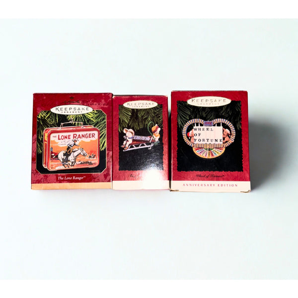 Hallmark Keepsake Ornaments Wheel Of Fortune, Hershey's & Lone Ranger Lot Of 3