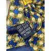 Valentino Cravatte Vintage Silk Tie Blue Gold Medallion Pattern Made in Italy EUC
