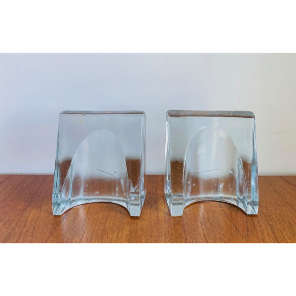 BLENKO by Wayne Husted Sculptural Wedge Bookends MCM Art Glass Glows