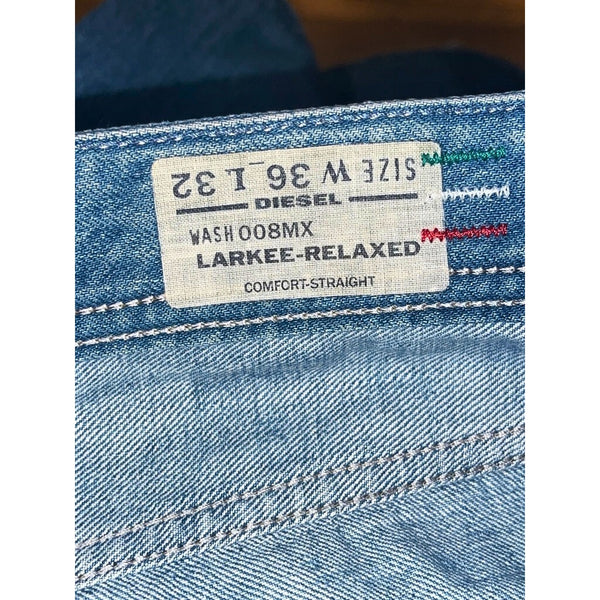 Diesel Larkee Relaxed Jeans Mens 36x32 Wash 008MX Made in Italy Distressed