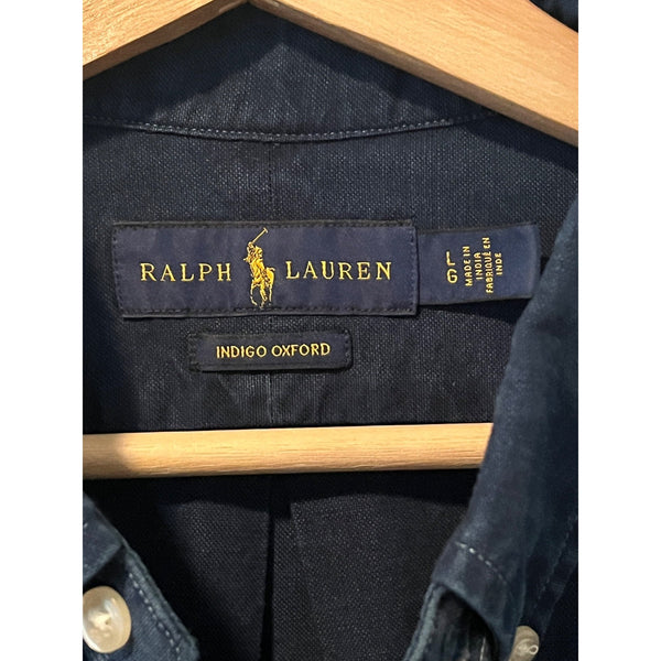 Polo Ralph Lauren Indigo Oxford Shirt Mens L Blue Button Down Cotton Casual