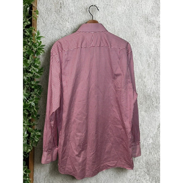 Charles Tyrwhitt Dress Shirt Non Iron Slim Fit Red Check Men's 17/35
