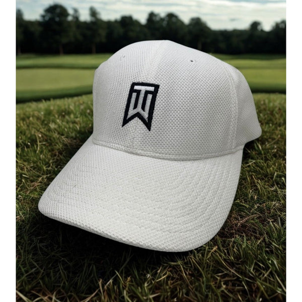 Nike Golf Tiger Woods TW White Flex Fit Mesh Hat Cap M/L Vintage Dri-FIT Rare