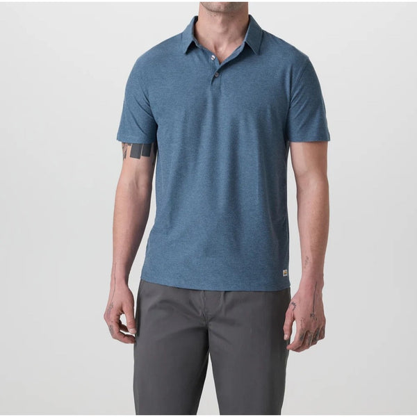 Vuori Strato Tech Polo Large Heather Blue Performance Stretch Golf Polo V188