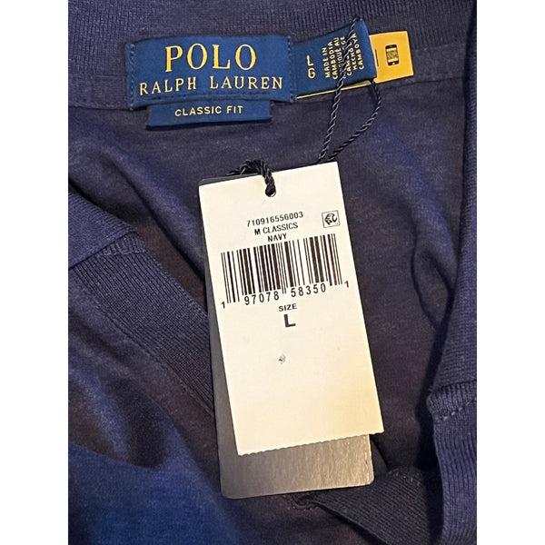 Polo Ralph Lauren Classic Fit Soft Cotton Johnny Collar Polo Shirt Navy L NWT