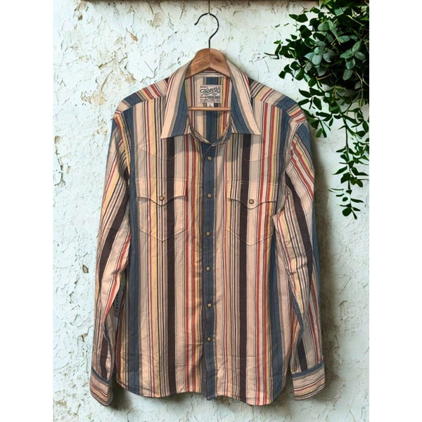 Tecovas Flying T Foundation Weight Pearl Snap Shirt NWT Large Western Stripe
