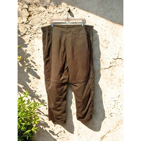 ExOfficio Insect Shield Convertible Hiking Pants Brown Green 40x30 Zip Off EUC