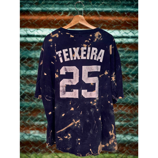 New York Yankees Mark Teixeira Bleach Dye T-Shirt MLB Genuine 3XL Rare Y2K