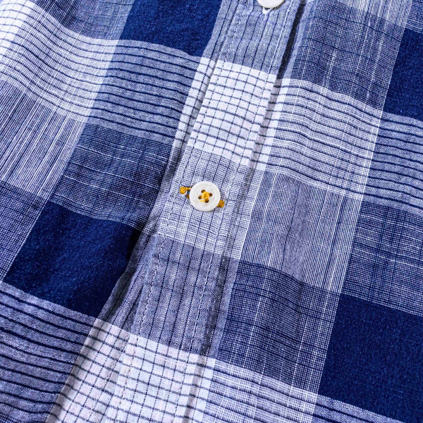 Barbour Tailored Fit Plaid Button Shirt Men's XL Blue White Cotton Long Sleeve