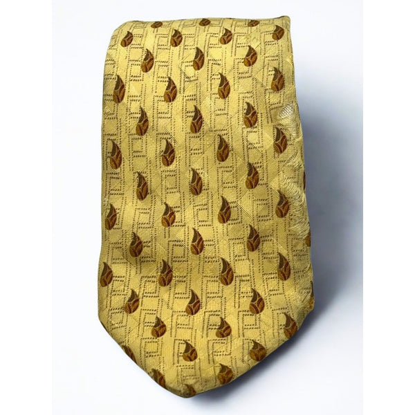 Brioni 100% Silk Tie Handmade Italy Gold Luxury Designer Classic Necktie