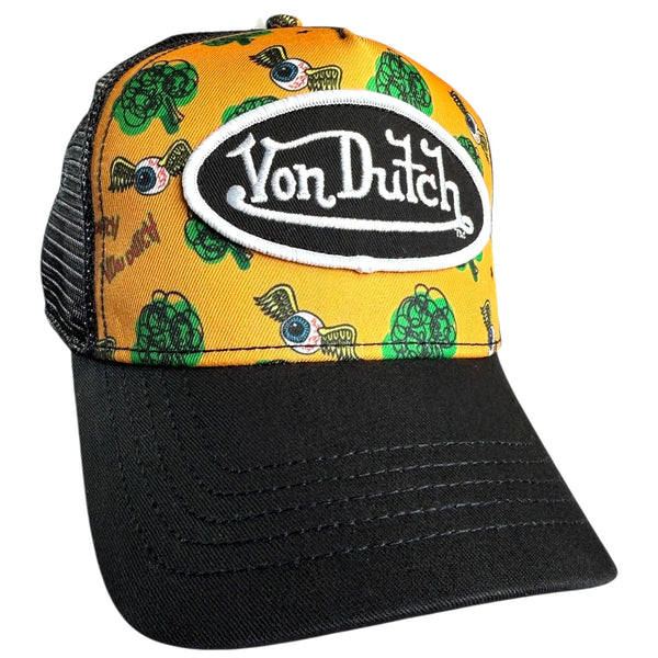 Von Dutch Flying Eyeball Green Trees Mesh Snapback Trucker Hat NWT Rare OSFA