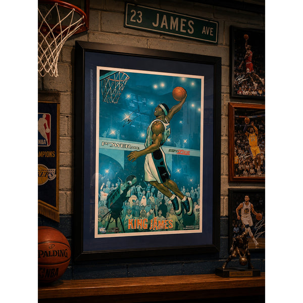 LeBron James Signed Powerade King James Lithograph JSA Auto Framed Rare 22x34