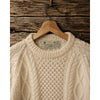Carraig Donn Aran Irish Wool Sweater Men's S Cream Cable Knit Fisherman Handmade