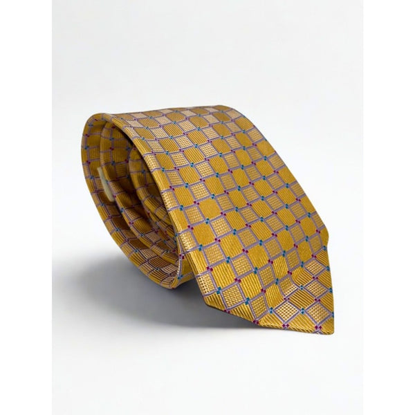 Seigo Katsuragawa Limited 3 of 8 Silk Tie Handmade Japan Gold Geometric Rare