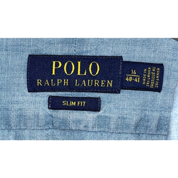 Polo Ralph Lauren Denim Chambray Button Down Shirt Men's 16 40-41 Slim Fit