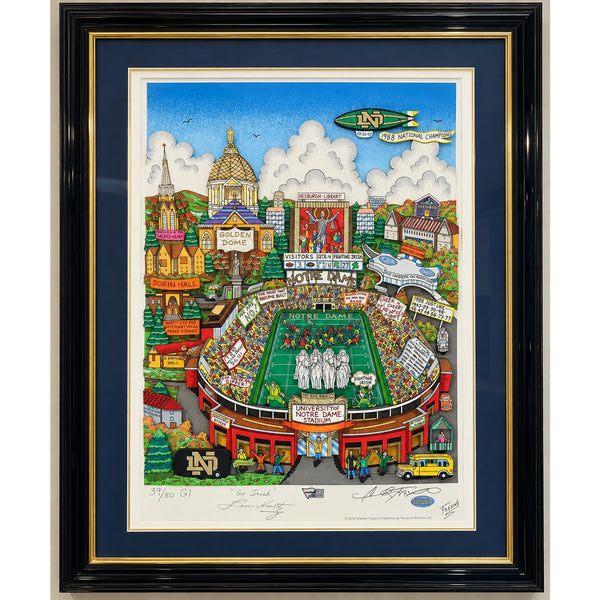Charles Fazzino Notre Dame Lou Holtz Signed Pop Art Framed LE 39/50 Fanatics