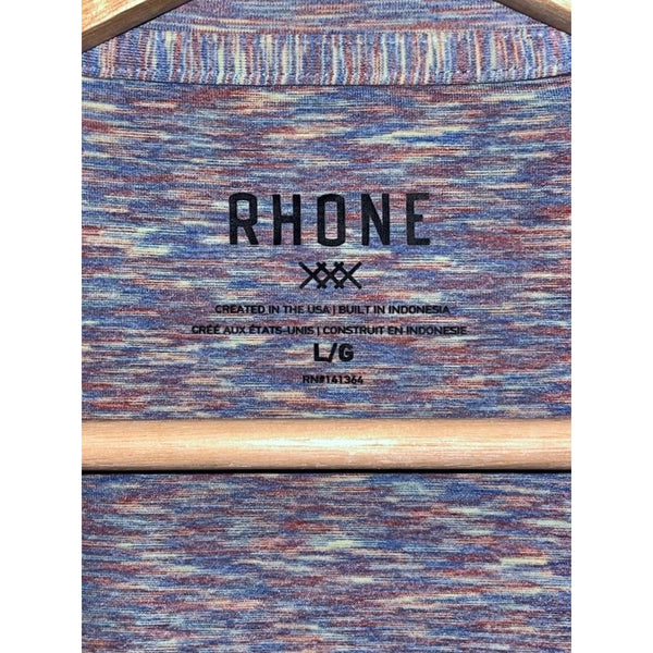 RHONE Reign Tee Shirt Men's L Purple Space Dye Performance Stretch Gym Athletic