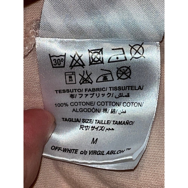 Off-White c/o Virgil Abloh x Kith 2017 Pink Main Label Tee Shirt Sz. M Authentic